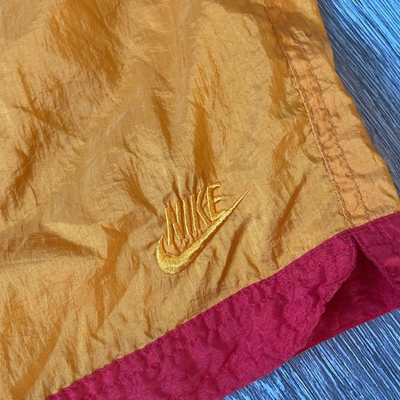 Vintage 90s Nike Orange and red Athletic Shorts with Red Trim - Picture 2 of 8